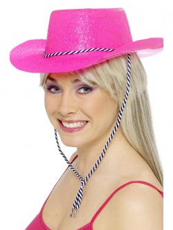 Kovbojský klobouk flitrovaný - růžový