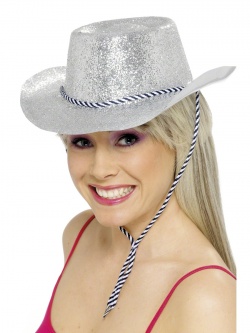 Kovbojský klobouk flitrovaný - stříbrný
