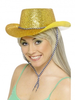 Kovbojský klobouk flitrovaný - zlatý