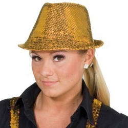 Glittrovaný klobouk - zlatý